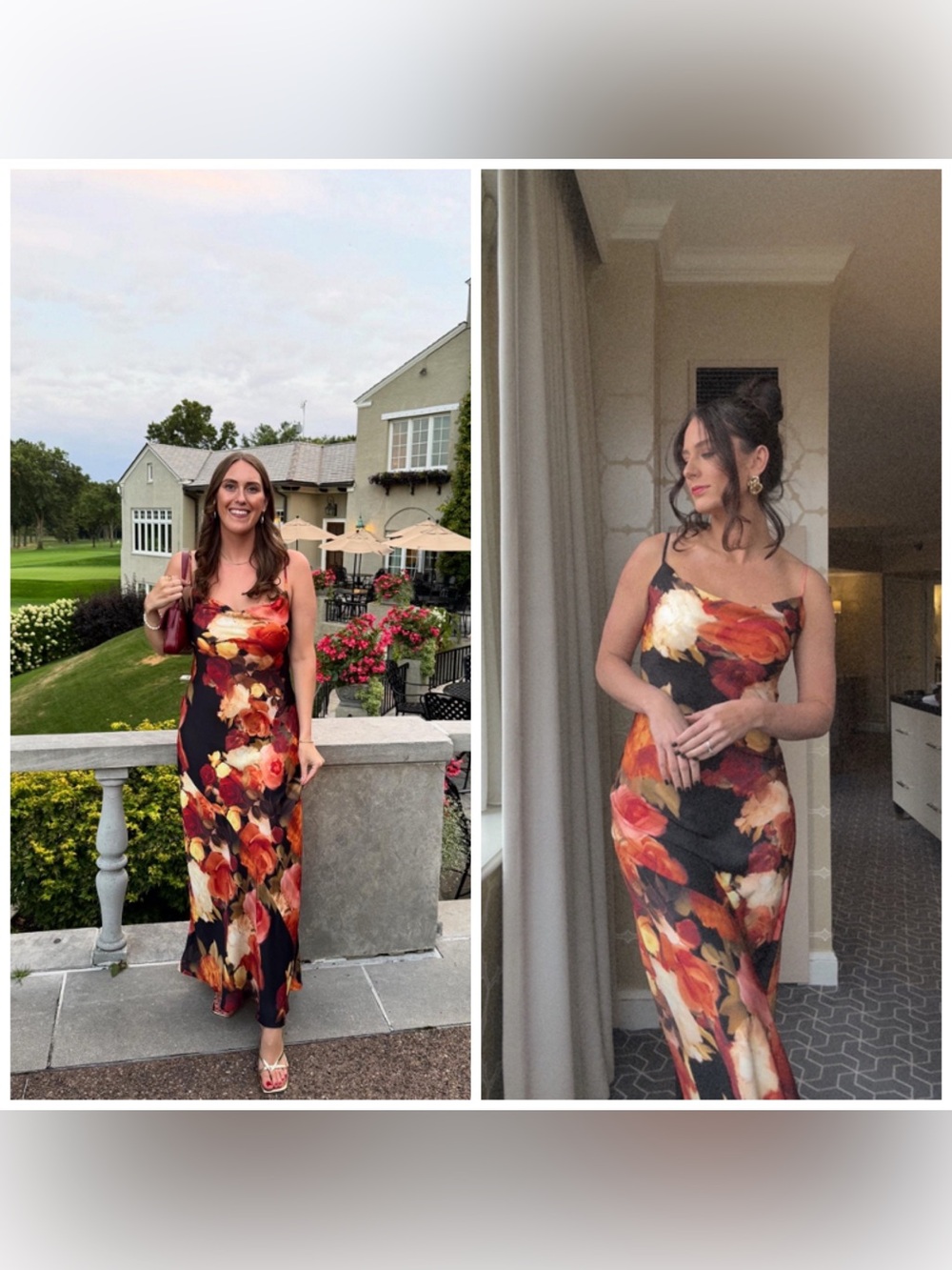 RESA Margot Floral Maxi Dress Orange Black XS